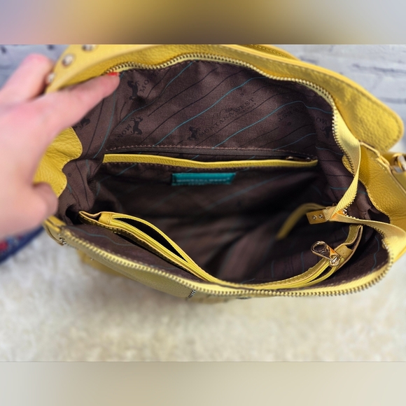 Montana West Yellow Slouchy Shoulder Bag with Studded Details - Picture 9 of 15